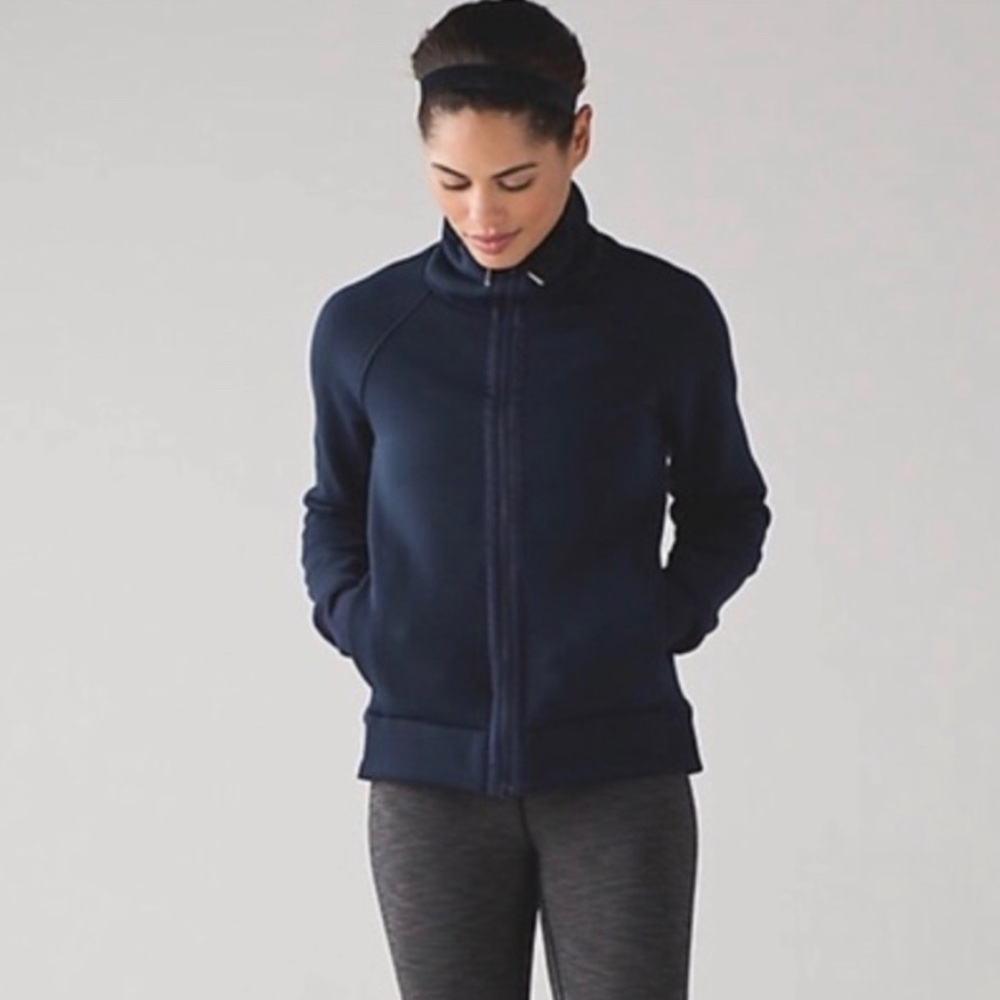 Lululemon Kick the Cold Black Full Zip High Collar Polartec Fleece Jacket Size 8